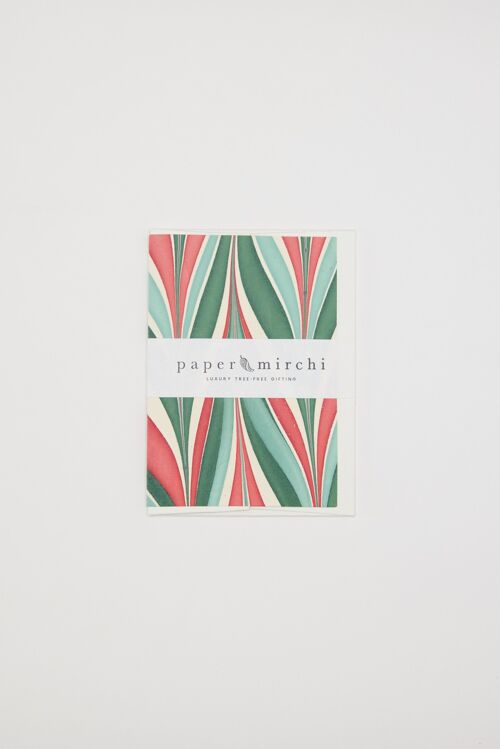 Hand Marbled Greeting Card - Candy Stripes - Plain Festive Mix