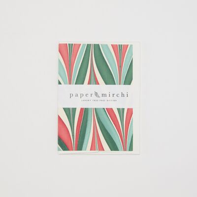 Hand Marbled Greeting Card - Candy Stripes - Plain Festive Mix