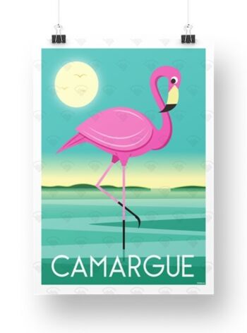 Affiche Camargue - Flamant rose Delerue