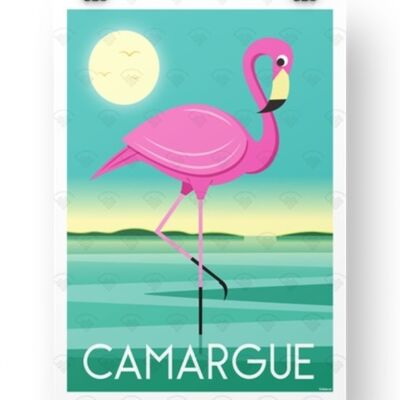 Affiche Camargue - Flamant rose Delerue