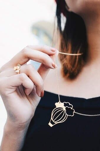 Gioielli Collana lunga in oro o argento Collana mongolfiera