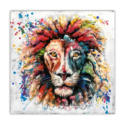 Painting wall decoration Metal Lion 80X80