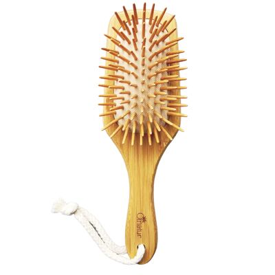 Premium-Bambus-Haarbürste, Haarentwirrer, Kopfhautmassagegerät, Bambus-Haarbürste mit langen Stiften