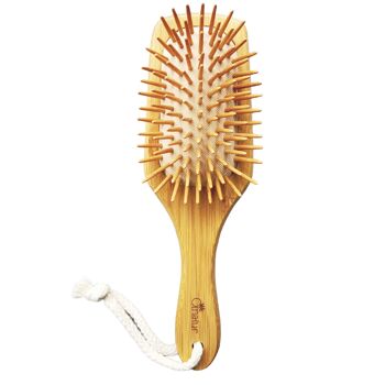 Brosse à cheveux en bambou de qualité supérieure, démêlant, masseur de cuir chevelu, brosse à cheveux en bambou avec longues épingles 1