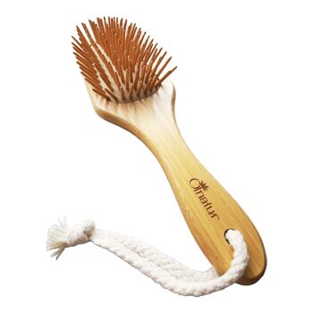 Brosse à cheveux en bambou de qualité supérieure, démêlant, masseur de cuir chevelu, brosse à cheveux en bambou avec longues épingles 2