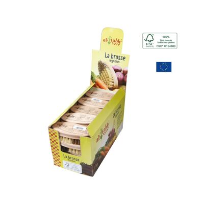 Espositore per spazzole per verdure in legno ecologico - Set di 20