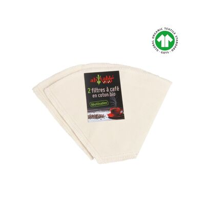 Reusable organic cotton coffee filters. Bag of 2 filters.