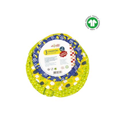 Charlottes de comida
Cubreplatos de algodón orgánico - Gama "Garden" - Set de 3 Ø15,17,19 cm