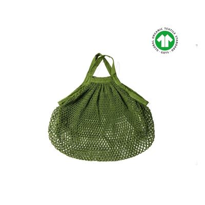 Bolsa de compras de red de algodón orgánico - verde cactus