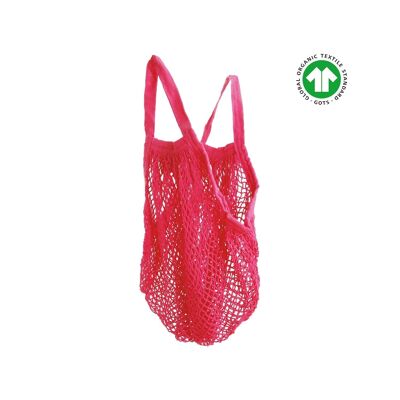 Einkaufstasche aus Bio-Baumwollnetz - Himbeere