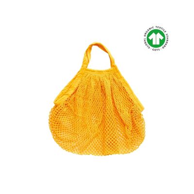 Bolsa de compras de red de algodón orgánico - amarillo