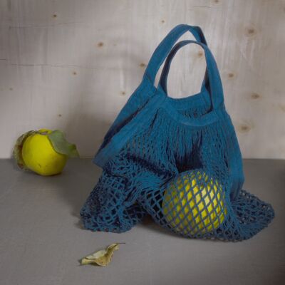 Organic cotton net shopping bag - blue jeans