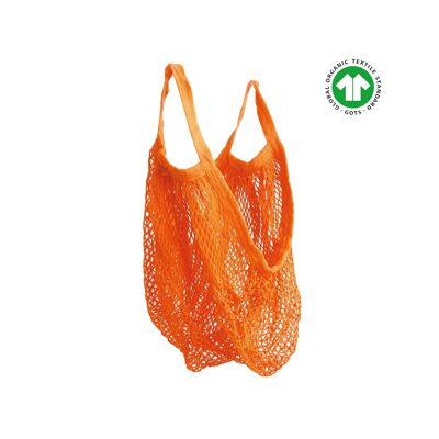 Bolsa de compras de red de algodón orgánico - naranja