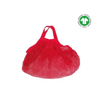 Sac filet à provisions coton bio - rouge 1