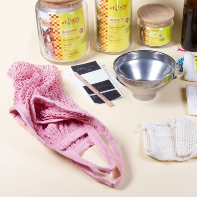 Net shopping bag in organic cotton - nude pink