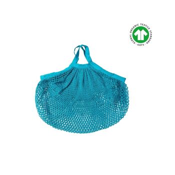 Sac filet à provisions coton bio- turquoise 1