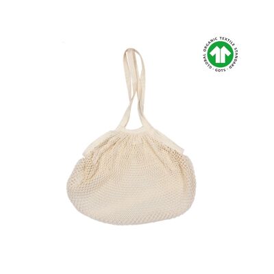 Organic cotton shopping net bag - long handles - ecru
