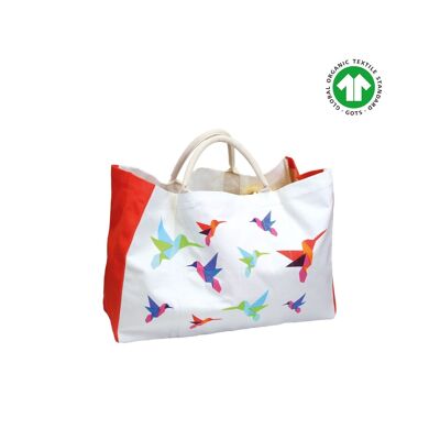 Tote bag in organic cotton canvas - Birds
