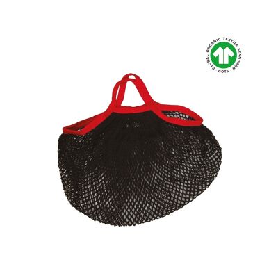 Organic cotton net shopping bag - black two-tone