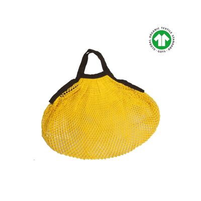 Bolso shopping de red de algodón orgánico - amarillo bicolor