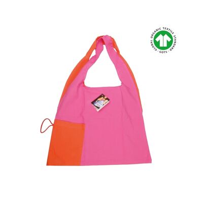 Foldable organic cotton bag - pink