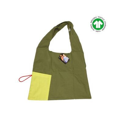 Foldable organic cotton bag - green