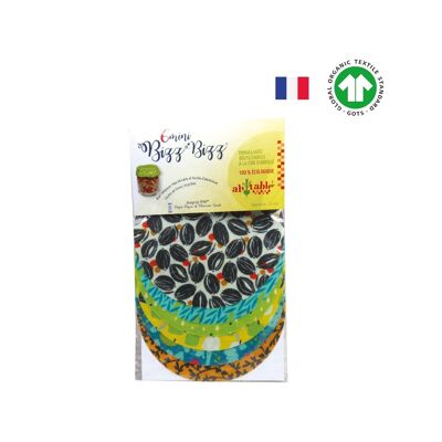 Mini Bee wraps ronds en coton biologique - Sachet de 6