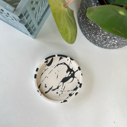 Splatter Coaster/Trinket Dish - BLACK & WHITE