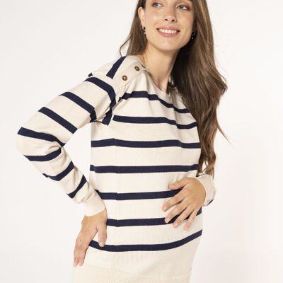 Striped Breastfeeding Sweater With Buttons