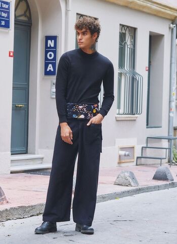 Pantalon de pêcheur thaïlandais chaud pour hommes noir 1