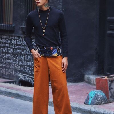 Pantalones de pescador tailandeses cálidos para hombre naranja