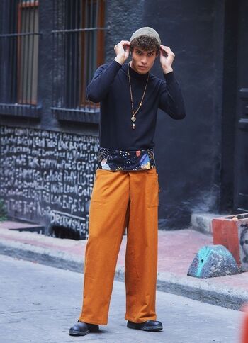 Pantalon de pêcheur thaïlandais chaud pour hommes Orange 2