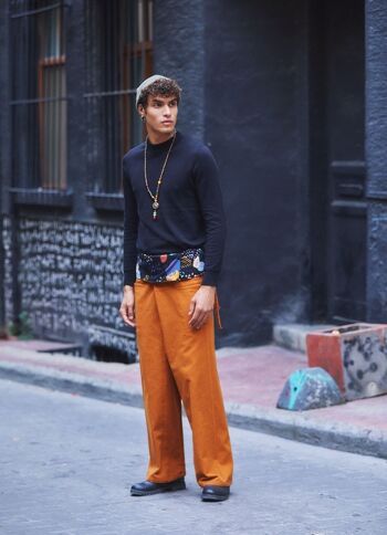 Pantalon de pêcheur thaïlandais chaud pour hommes Orange 3