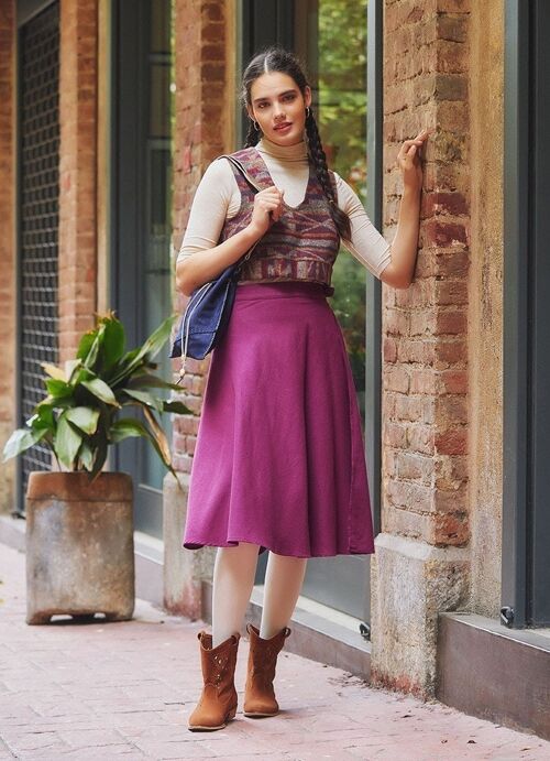 Purple Flannel Midi Wrap Skirt