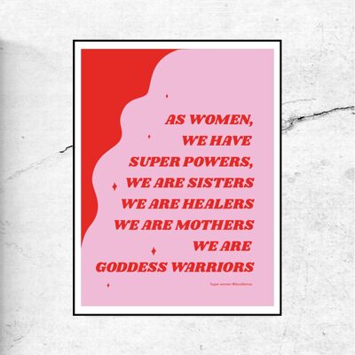 SUPER WOMEN TYPOGRAPHIC ART PRINT - 30x40cm