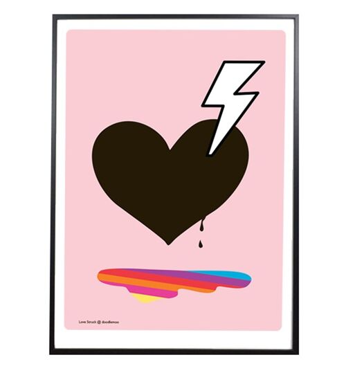 HEART PRINT; 'LOVE STRUCK' PINK - 30x40cm