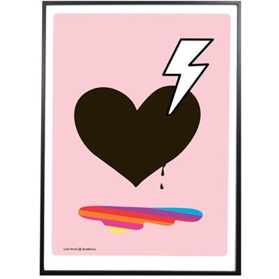 HEART PRINT; 'LOVE STRUCK' PINK - 30x40cm