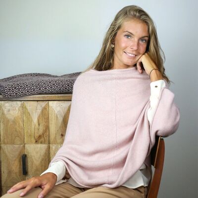 Beige pink poncho in wool and cashmere