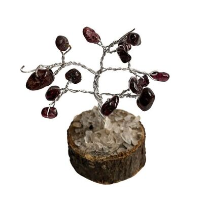 Arbre à micro-pierres précieuses, 15 perles, 6 cm, grenat