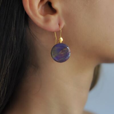 Earrings Circle 2cm Gold Plated Sterling Silver Dangle