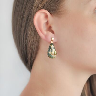 Earrings Teardrop 3cm Gold Plated Sterling Silver Studs