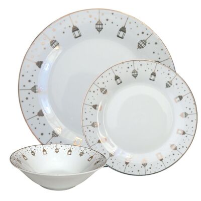 Lantern Gold Plated - 18pc Dinner Set - Ceramic Porcelain China