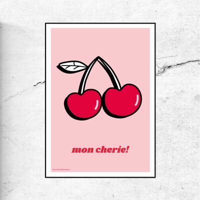 Mon cherie; illustrated cherries print