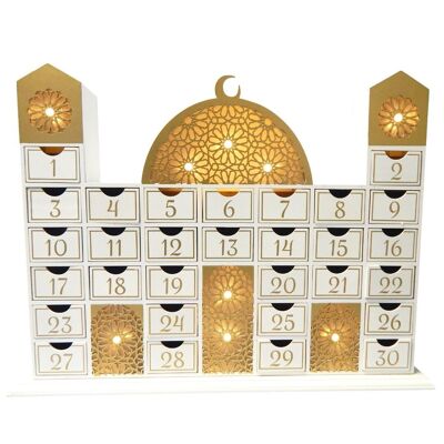 Calendario del conto alla rovescia in legno del Ramadan - Moschea