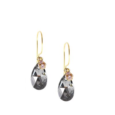 Goldene Ohrringe mit schwarzen Diamanttropfen