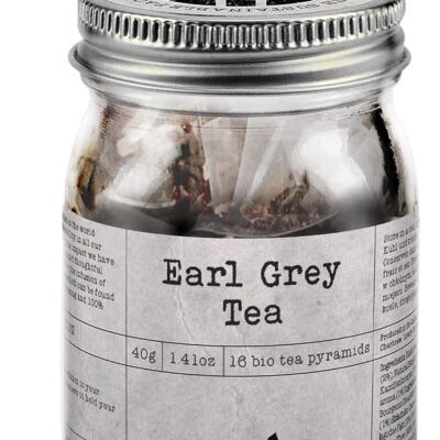Earl Grey Tea Mason Jar von Charbrew – 16 biologisch abbaubare Pyramiden-Teebeutel in wiederverwendbarem Einmachglas aus Glas