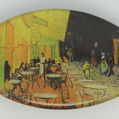 Pasador 6 cm calidad superior, Cafe Vincent van Gogh, clip hecho en Francia