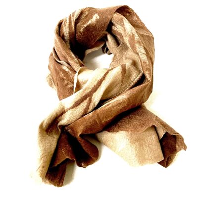 Scarf | Merino wool | Silk | Beige Brown | handmade