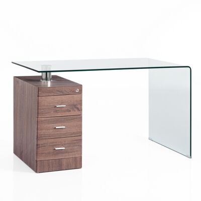 BOW WOOD curved glass desk