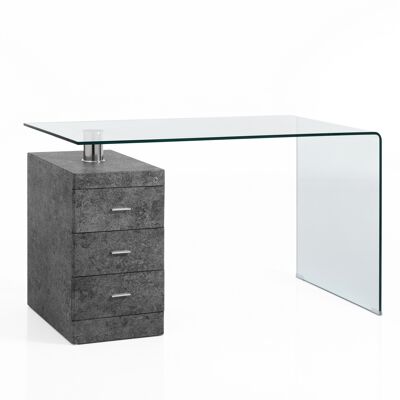 BOW CEMENT curved glass desk